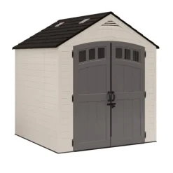 Suncast Cloverdale Gray Plastic Horizontal Peak Storage Shed 7 W x 7 D ft. with Floor Kit