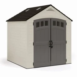 Suncast Cloverdale Gray Plastic Horizontal Peak Storage Shed 7 W x 7 D ft. with Floor Kit