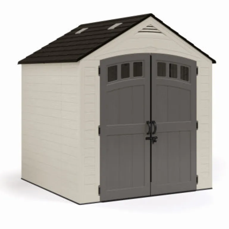Suncast Cloverdale Gray Plastic Horizontal Peak Storage Shed 7 W x 7 D ft. with Floor Kit