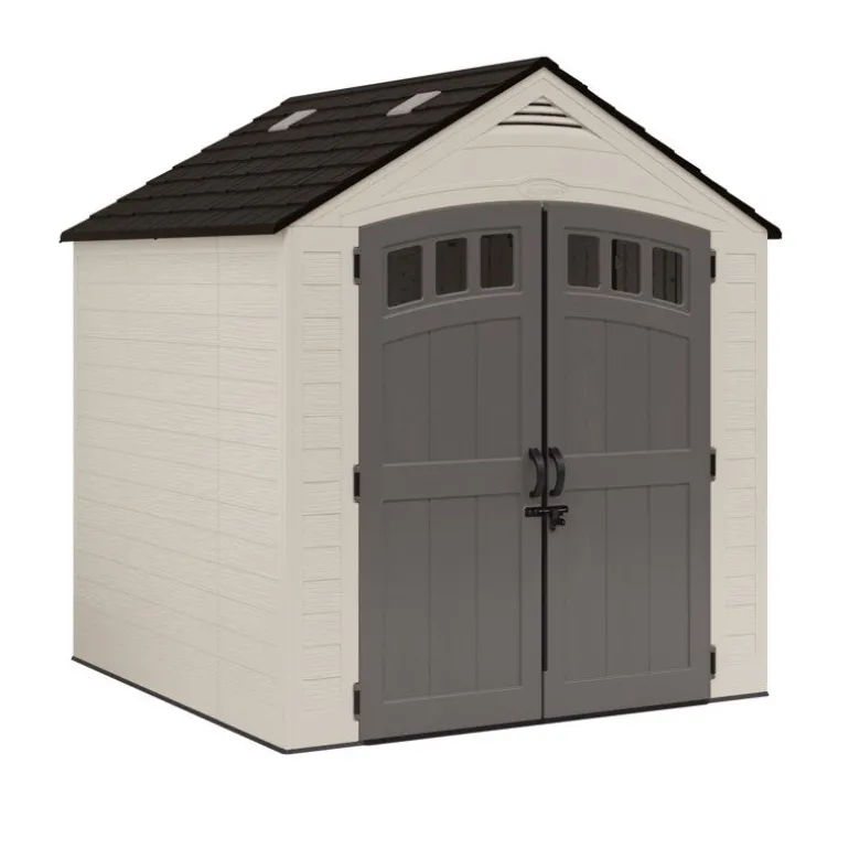 Suncast Cloverdale Gray Plastic Horizontal Peak Storage Shed 7 W x 7 D ft. with Floor Kit