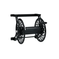 Suncast Hose Handler Black Steel Retractable Wall Mounted Hose Reel 125 ft. Capacity