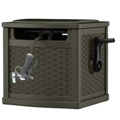 Suncast Slide Trak Brown Resin Retractable Free Standing Hideaway Hose Reel 150 ft. Capacity