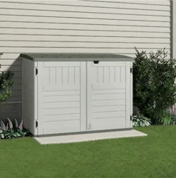 Suncast The Stow-Away Plastic Horizontal Storage Shed 5 x 4 ft. with Floor Kit
