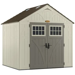 Suncast Tremont 8 ft. x 7 ft. Resin Vertical Peak Storage Shed with Floor Kit