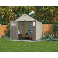 Suncast Tremont 8 ft. x 7 ft. Resin Vertical Peak Storage Shed with Floor Kit