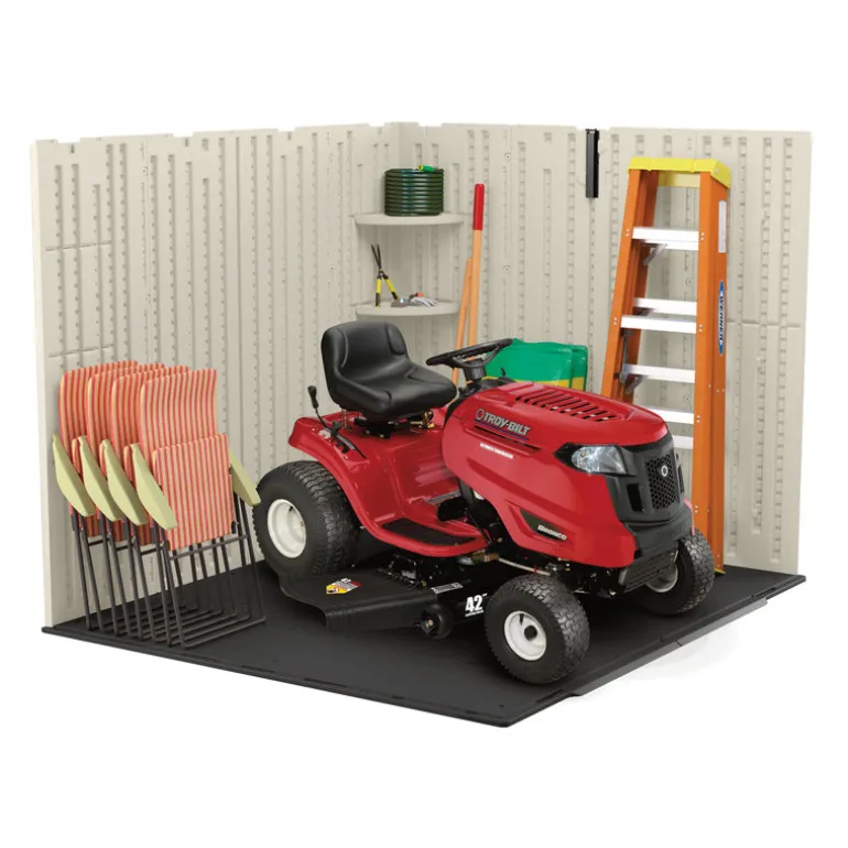 Suncast Tremont 8 ft. x 7 ft. Resin Vertical Peak Storage Shed with Floor Kit