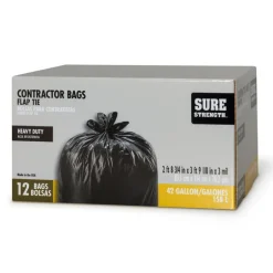 Sure Strength 42 gal Contractor Bags Flap Tie 12 pk
