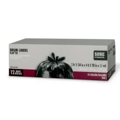 Sure Strength 55 gal Drum Liners Flap Tie 12 pk