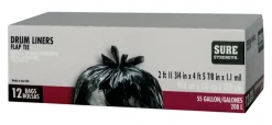 Sure Strength 55 gal Drum Liners Flap Tie 12 pk