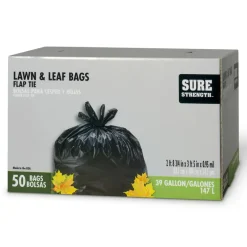 Sure Strength 39 gal Lawn & Leaf Bags Flap Tie 50 pk