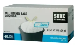 Sure Strength 13 gal Tall Kitchen Bags Drawstring 40 pk