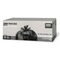 Sure Strength 45 gal Trash Bags Flap Tie 24 pk