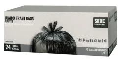 Sure Strength 45 gal Trash Bags Flap Tie 24 pk