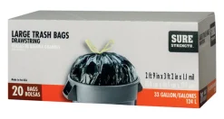 Sure Strength 33 gal Trash Bags Drawstring 20 pk