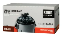 Sure Strength 33 gal Trash Bags Flap Tie 40 pk