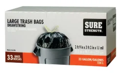 Sure Strength 33 gal Trash Bags Drawstring 33 pk