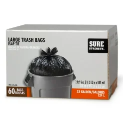 Sure Strength 33 gal Trash Bags Flap Tie 60 pk