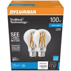 Sylvania Natural A21 E26 (Medium) LED Bulb Daylight 100 Watt Equivalence 2 pk