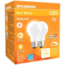 Sylvania Natural A19 E26 (Medium) LED Bulb Soft White 75 Watt Equivalence 2 pk