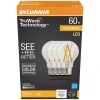 Sylvania TruWave A19 E26 (Medium) LED Bulb Soft White 60 Watt Equivalence 4 pk
