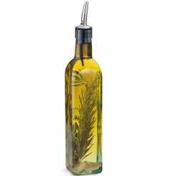 TableCraft Clear Glass/Steel Oil and Vinegar Bottle w/Pourer 16 oz