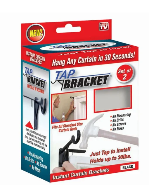 TAP BRACKET As Seen On TV Black Steel Curtain Bracket 30 lb.