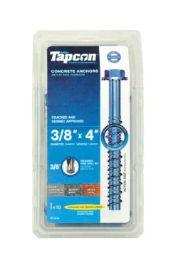 Tapcon 3/8 in. D X 4 in. L Steel Hex Head Concrete Screw Anchor 10 pk