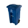 Toter 32 gal Blue Polyethylene Wheeled Recycling Bin Lid Included