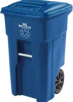 Toter 32 gal Blue Polyethylene Wheeled Recycling Bin Lid Included