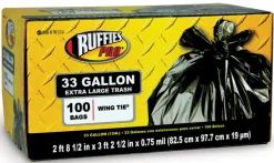 TRASH BAGS BLK 33GL100PK