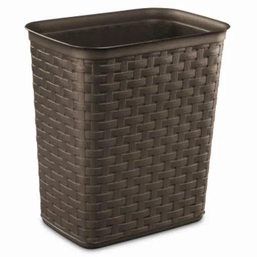 Trash Can, Modern Brown With Weave Pattern, 3.4-Gallons