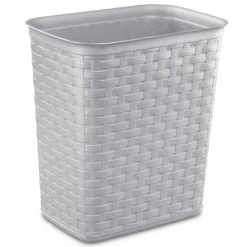 Trash Can, Modern Brown With Weave Pattern, 3.4-Gallons