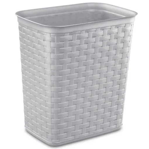 Trash Can, Modern Brown With Weave Pattern, 3.4-Gallons