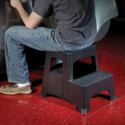Tricam Plastic Black 2-Step Stool 325 lbs. Capacity, 19.25 H x 15.75 W x 16 D in.