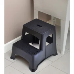 Tricam Plastic Black 2-Step Stool 325 lbs. Capacity, 19.25 H x 15.75 W x 16 D in.