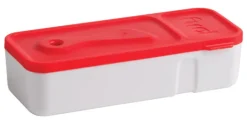 Trudeau Red/White Polypropylene Rectangle BPA-Free Snack'n Dip Container 7 oz.