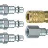 Tru-Flate Brass/Steel Air Coupler and Plug Set 1/4 in. Female 5 pc.