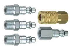 Tru-Flate Brass/Steel Air Coupler and Plug Set 1/4 in. Female 5 pc.