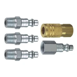 Tru-Flate Brass/Steel Air Coupler and Plug Set 1/4 in. Female 5 pc.