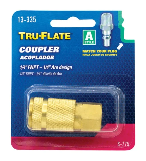 Tru-Flate Brass Air Coupler 1/4 in. Female 1 pc