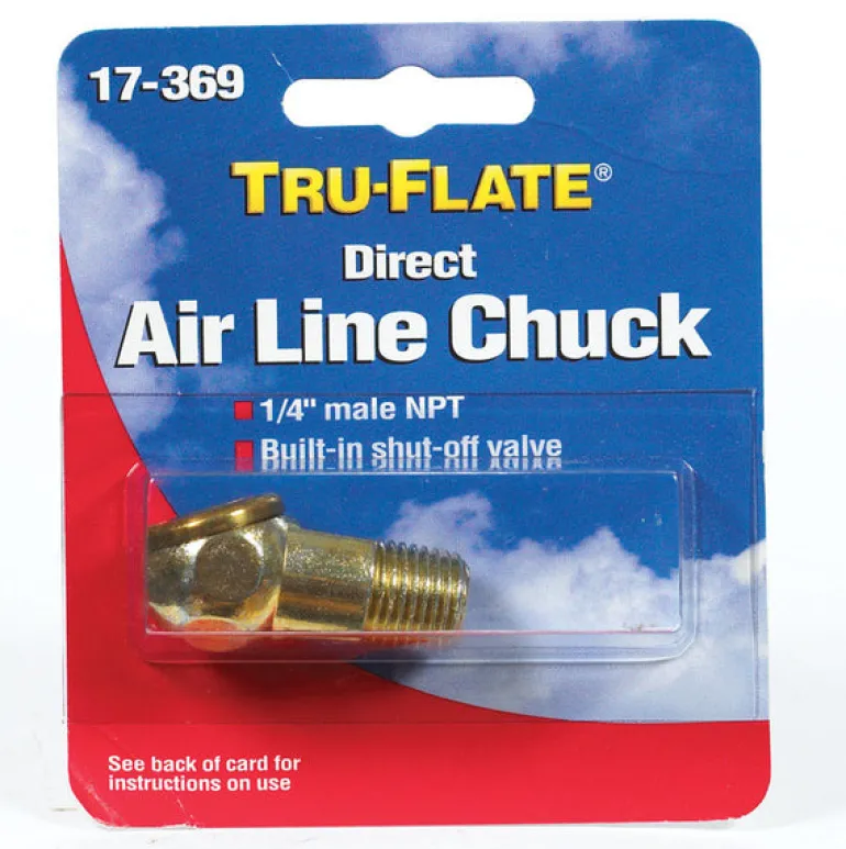 Tru-Flate Brass Air Line Chuck 1/4 in. Male 1 pc