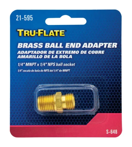 Tru-Flate Brass Ball-End Adapter 1/4 in. Male 1 pc