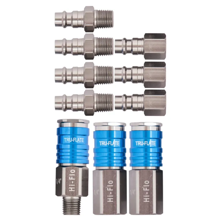 Tru-Flate HI FLO Aluminum Air Coupler and Plug Set 1/4 in. Female 10 pc