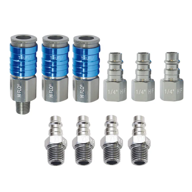 Tru-Flate HI FLO Aluminum Air Coupler and Plug Set 1/4 in. Female 10 pc