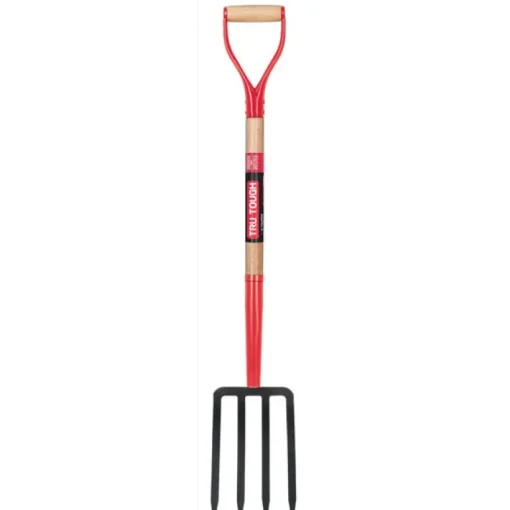 Truper 4 Tine Steel Spading Fork 30 in. Wood Handle