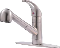 Ultra Faucets Stainless Steel 1.8 GPM 1-Handle Brushed Nickel Pull Out Kitchen Faucet