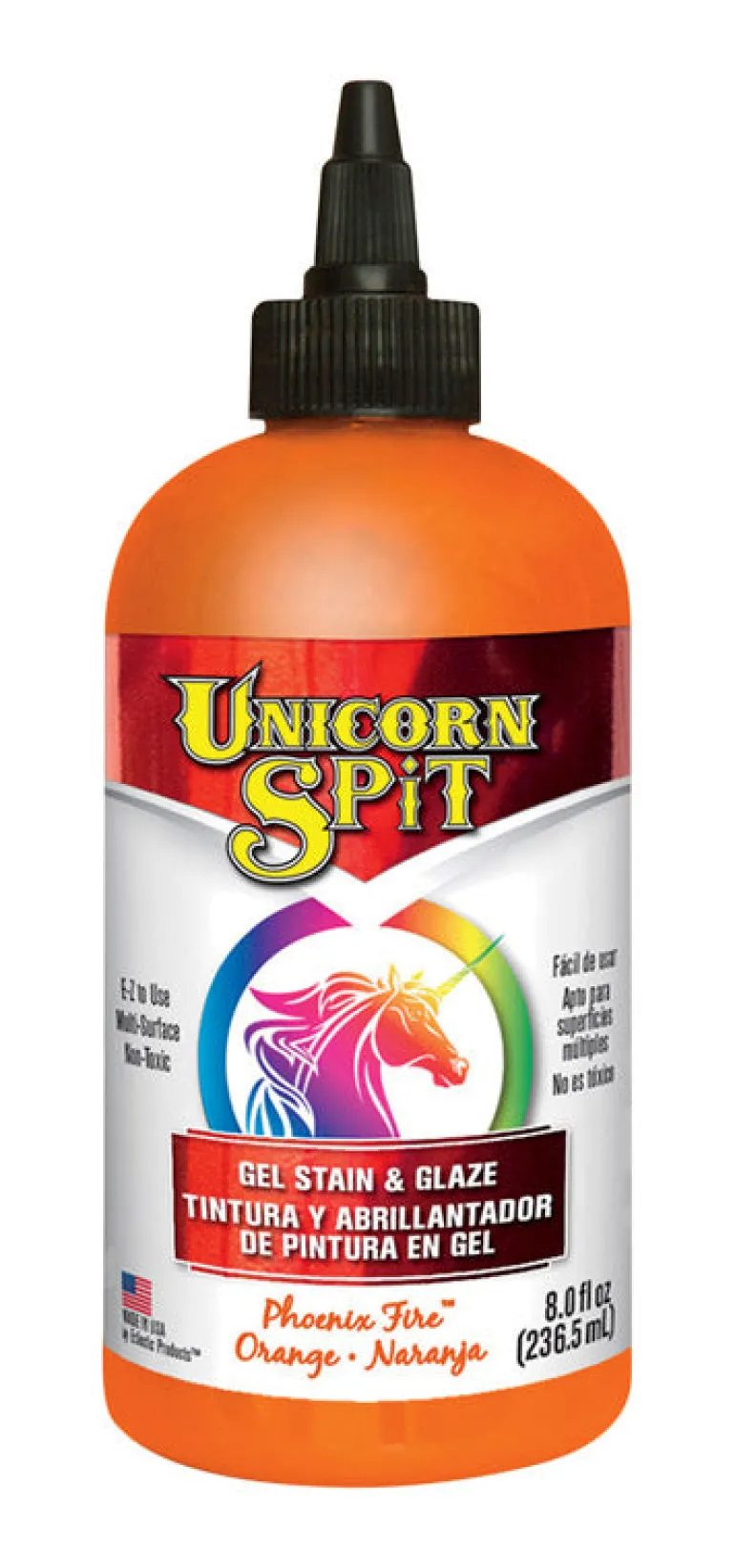 Unicorn Spit Flat Orange Gel Stain and Glaze 8 oz. (Pack of 6)