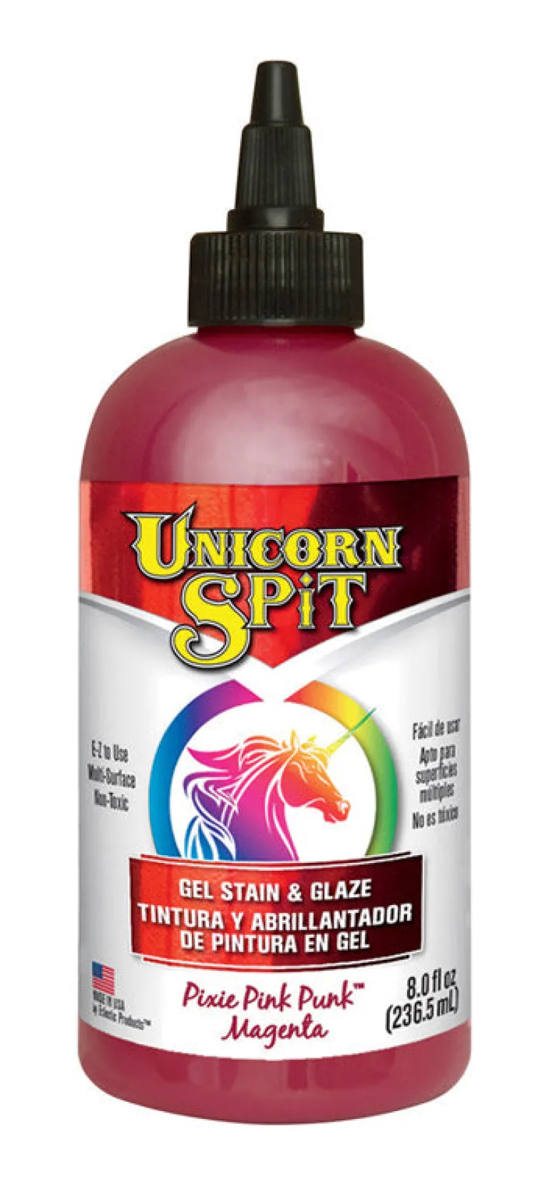 Unicorn Spit Flat Pink Gel Stain and Glaze 8 oz. (Pack of 6)