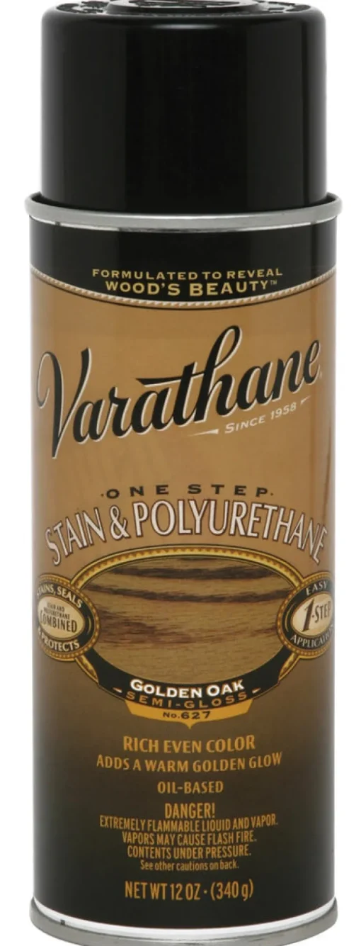 Varathane 243864 12 Oz Golden Oak 1 Step Oil Based Stain & Polyurethane Spray