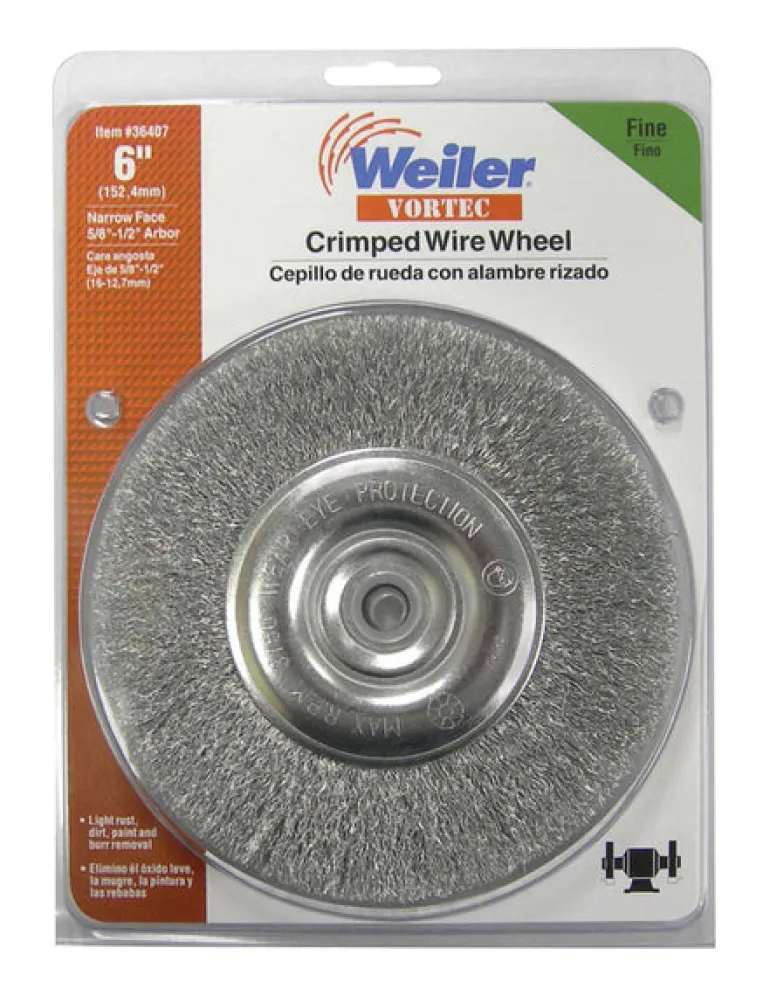 Weiler Vortec 6 in. Fine Crimped Wire Wheel Carbon Steel 3750 rpm 1 pc